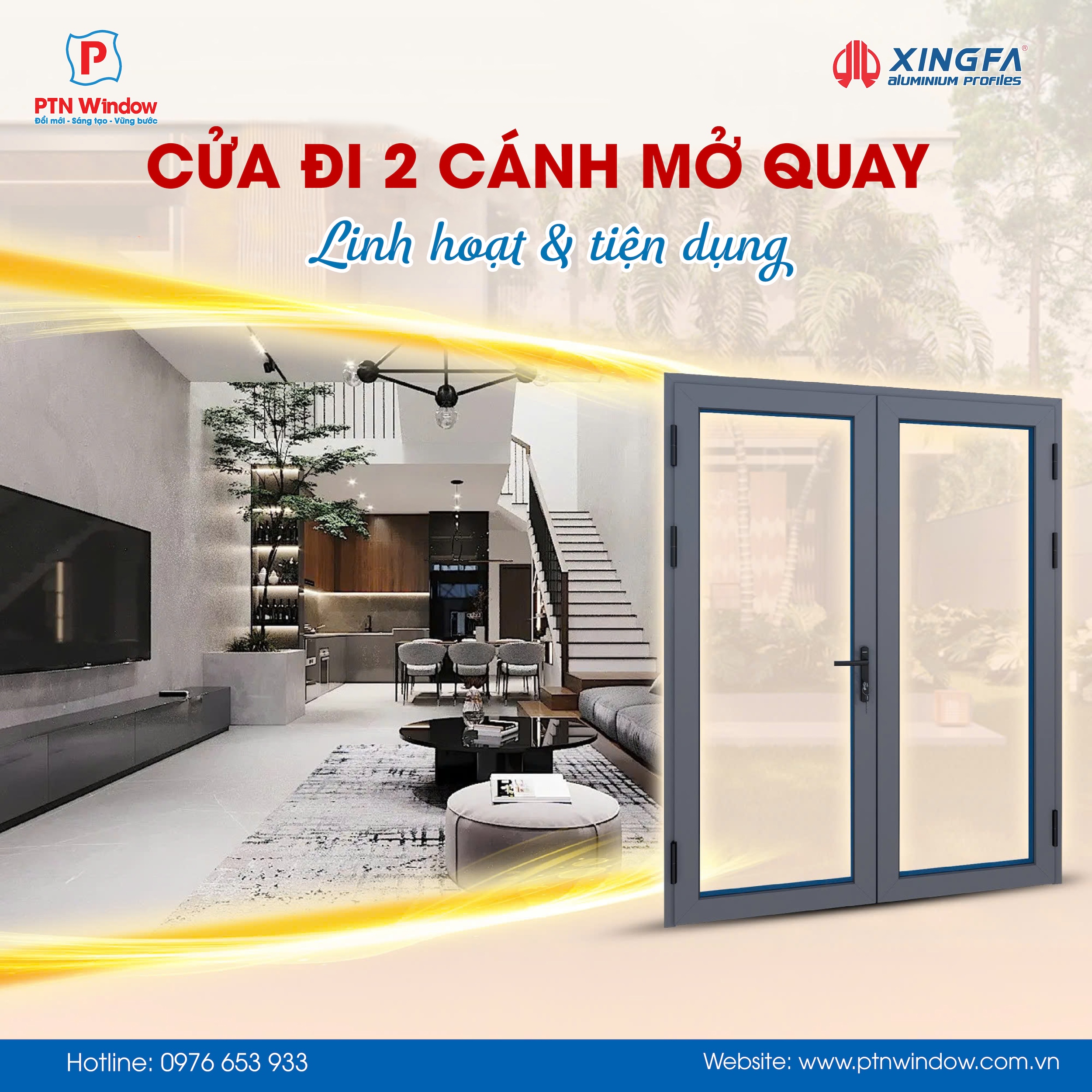 Cua Di 2 Canh Mo Quay Linh Hoat Va Tien Dung