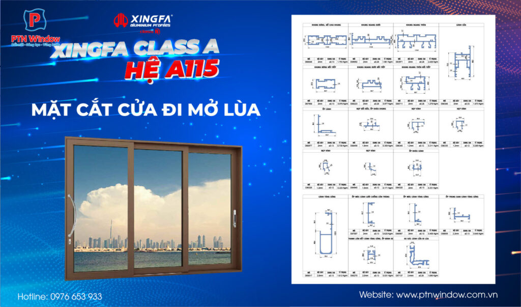 Thanh nhôm dày đến 2.2mm, tăng độ chắc chắn cho bộ cửa Xingfa Class A He A115 2